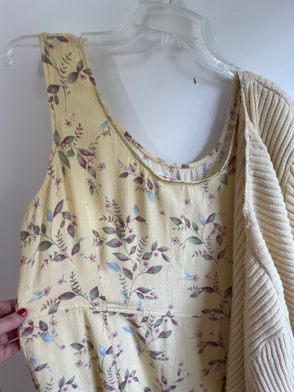 R&K Originals Woman VTG Yellow Sweater and Floral Tank Midi Dress Set Sz 20 - Picture 10 of 12